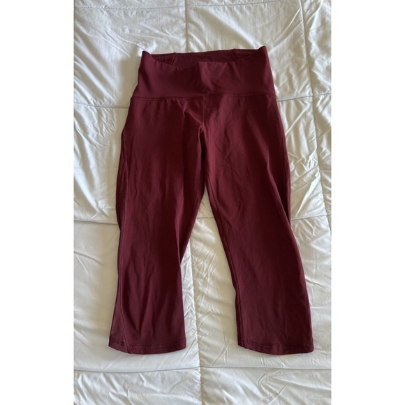 Lemon Pants - Lululemon Train Times Crop Leggings Women's Size 6 Burgundy Garnet 17 in inseam